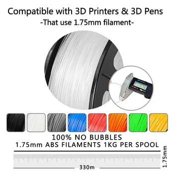 SUNLU 1KG 1.75 MM ABS gijų 3d spausdintuvo kaitinimo greitas pristatymas, spalvinga, kaitinamosios vielos ritės reprap 3D spausdintuvas 1.75 mm 1kg
