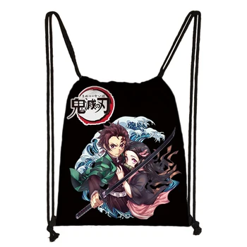 Anime Demon Slayer Kimetsu Nr. Yaiba raišteliu maišelį paauglės mergaitės berniukai mados saugojimo krepšys Nezuko Tanjirou kuprinė kelionės krepšys