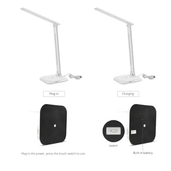 USB Įkrovimo LED Stalo lempa 7W šviesos srautą galima reguliuoti Stalo lempa Spalvos Temperatūra Reguliuojama Touch Jutiklių-Kontrolės Tyrimas Skaitymo Knyga šviesa