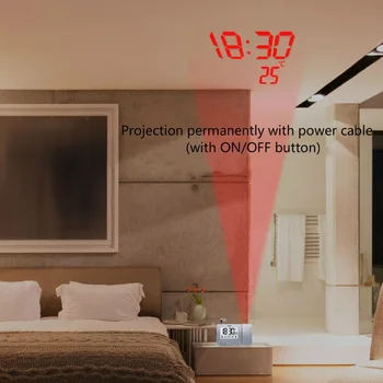 Projekcijos Skaitmeninis Laikrodis-Žadintuvas Atidėjimo Funkcija Apšvietimas Projektorius LED Elektroninis Laikrodis Su Laiko Projekcija Temperatūra Data