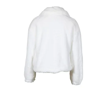 Žiemos Striukė moterims kailis manteau femme baltos spalvos užtrauktukas streetwear žiemos paltai
