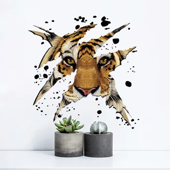 3D Gyvūnų Tigras Virtuvės Kambarių Sienų Lipdukai Vaikas Kambario, Miegamojo Kambarį Dekoratyviniai Lipdukai, PVC Sienų Lipdukai
