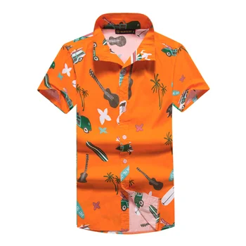 Camisa masculina 2020 Paplūdimys Marškinėliai vyriški Havajų Marškinėliai Medvilnės Chemise Homme Didelis Plius Dydžio Vieno krūtinėmis spausdinti Marškinėliai Vyrams