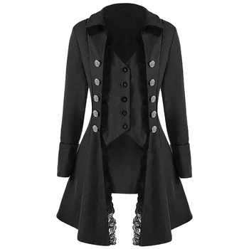 Vyriški Paltai Derliaus Steampunk Retro Tailcoat Striukė ilgomis Rankovėmis Vieną Krūtinėmis Gotikos Viktorijos Frock Kailis Plus Size #30