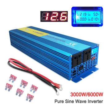 Pure sine wave Power inverte Skaitmeninis Ekranas 6000W MAX DC 12V/24V AC 220V 50HZ/60HZ KEMPINGAS VALTIS SINEWAVE
