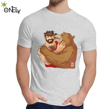Žmogaus Tee Marškinėliai Lokio Bučinys Jokio Fono Bobo Turėti Gėjų Meno Pasididžiavimas LGBT Grynos Medvilnės Harajuku Apvalios Apykaklės, Hip-Hop La Camiseta
