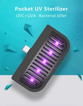 Mini nešiojamas dezinfekavimas uv-C, UV LED lempa, mobilusis telefonas trijų sąsaja prijunkite maitinimo nešiojamą dezinfekavimo nešiojamų lempos