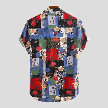 Spausdinti Vyrai Trumpas Rankovės Marškinėliai Laisvalaikio Prekės Atvartas 2021 Mygtuką Kvėpuojantis Paplūdimio Havajų Marškinėliai Vyrams Streetwear Atostogų Chemise