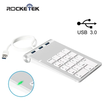 Rocketek USB Skaitinė Klaviatūra 18 Raktus ir Mini USB 3.0 Stebules Skaitmeninė Klaviatūra Ultra Slim Skaičių Pad Apskaičiuoti Nešiojamas KOMPIUTERIS
