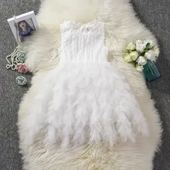 Mergaitės Sluoksnių Tiulio Suknelė Vaikams Baby Girl Gėlių Suknelės Nėriniai Tutu Šalis Suknelė Bridesmaid Dresses Sundress 2-6T