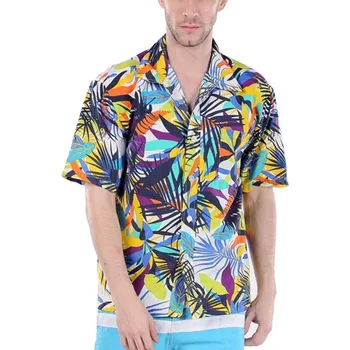 Vasarą Vyrai Havajų marškinėliai Gėlių Madinga Trumpas Rankovės Atostogų Tee Marškinėliai Atsitiktinis Kelionės Paplūdimys Marškinėliai Laisvi Marškinėliai
