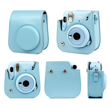 Fujifilm Instax Mini 11 Momentinį Fotoaparatą Atveju vientisa Spalva Vintage PU Odos Diržas per Petį Krepšys Protector Cover Case Dėklas
