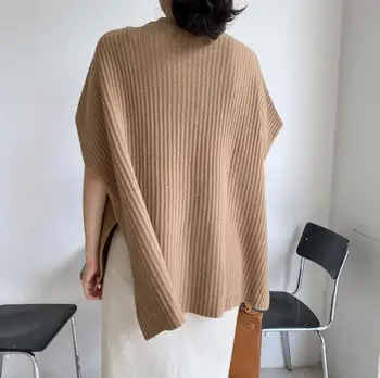 Korėjos versija, patogus prarasti vertikalus modelio megztinis 2020 m. žiemos elegantiškas apsiaustas apsiaustu kailis plonas moteris