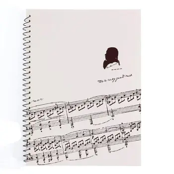 Karšto 50 Puslapių Mozarto Muzikos Lapo Ranka Popieriaus Darbuotojų Popieriaus Muzikantai Sąsiuvinis Atitolinti Kursu Sąsiuvinis Spiralės Privalomas