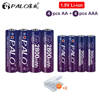 1,5 V AA AAA tipo įkraunamos AA 1,5 V 2800mWh/1,5 V AAA 900mWh Li-ion baterija žibintuvėlį žaislai, MP3 grotuvas 1,5 v ličio aa baterijos