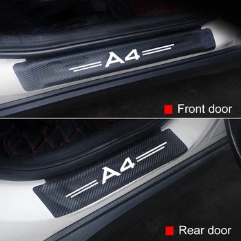 4pcs Automobilių Lipdukai Durų Slenksčio apsauga Audi A4 B5 B6 B7 B8 B9 2012-2018 2019 2020 Durų Slenksčio Nusitrinti Plokštė Padengti Priedai