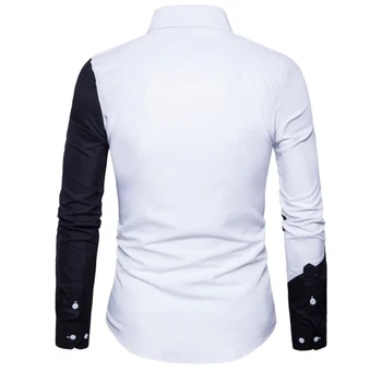2019 m. Pavasarį, Rudenį Funkcijų Marškinėliai Vyrams, Atsitiktinis Marškinėliai ilgomis Rankovėmis Atsitiktinis Vyrų Slim Fit Marškinėliai Juodos Baltos spalvos siūlėmis