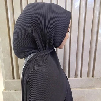 Naujas dizainas plisuotos burbulas Šifono vingiuoti hijab už musulmonių moterų Galvos skara hijabs skaros