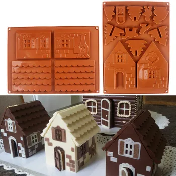 2 Vnt/Set 3D Kalėdų Silikono Formos Meduoliai su imbiero priedais Namai Forma Šokoladinis Pyragas Pelėsių 