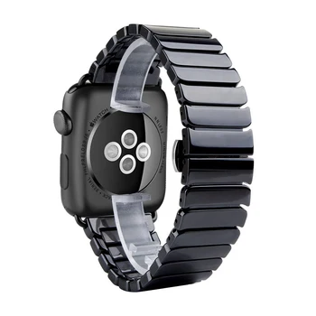 Keramikos Nuorodą Grandinės Watchband Apple Watch Band 6 SE 5 4 3 2 1 38mm 40mm 42mm 44mm iwatch Dirželis Nerūdijančio Plieno Riešo Diržas.