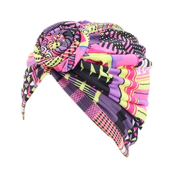 Moterų kaklaraištis Turbaną Skrybėlę bohemiškas stilius medvilnės viršuje mazgas turbaną afrikos twist headwrap Ponios Plaukų Aksesuarų, Indija Skrybėlę Chemo Bžūp