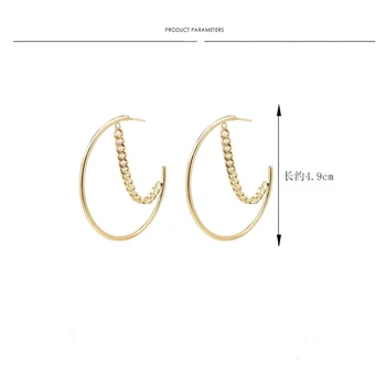 Hangzhi Korėja 2020 nauja madinga metalo didelis ausies žiedas žiedas dizainas perdėti asmenybės mados grandinės hoopas auskarai papuošalai