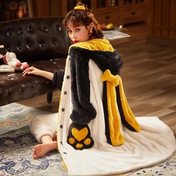 Žiemos Pižama Plius Dydis Moterų Sleepwear Vidutinio Stilius Nustatyti Laisvas Versija Išlaikyti Šiltas Intensyviau Pižamos Pliušinis Pižamą Su Gobtuvu