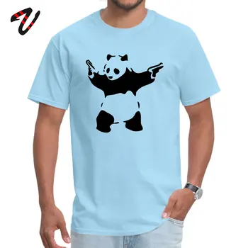 Vyrų Marškinėlius Banksy Panda Ginklai Crewneck T-shirts VALENTINO DIENĄ Viršūnes Tees Trumpas Rankovės Kuponai Medvilnės Marškinėliai Paprastas Stilius Camiseta
