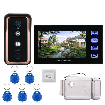 Palieskite Klavišą Laidinio 7 colių Vaizdo Duris Telefonas, Vaizdo Domofonas Doorbell Sistema 1 RDA IR-CUT Kamera+, Nerūdijančio Plieno, Elektroninis Užraktas