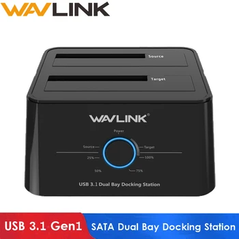 Wavlink USB 3.1 USB C SATA Dual Bay Docking Station Išorinio Kietojo Disko Gaubto Neprisijungęs Klonas Backup 2.5/3.5 colių HDD/SSD