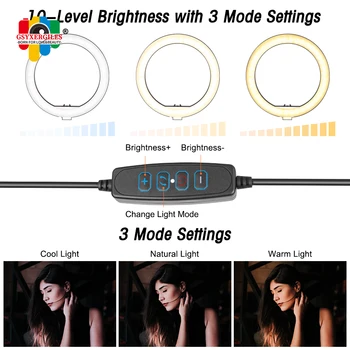 10inch/26cm LED Selfie Šviesos Žiedas su Trikoju Pritemdomi Žiedas Lempos Fotografijos Telefono Laikiklis, skirtas Makiažas Video