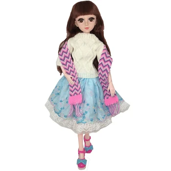 Žiemos Drabužių Kostiumas 1/3 BJD Lėlės Suknelė Aksesuarai, 60cm Baby Doll Šalikas+ Kojinės 1/3 BJD Doll 