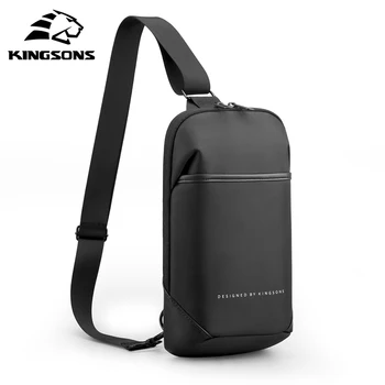 Kingsons Atsitiktinis Vyrų Krūtinės Pack Vandeniui Crossbody Krepšiai Male USB Įkrovimo Pečių Maišą Didelės Talpos Poliesterio Krepšys