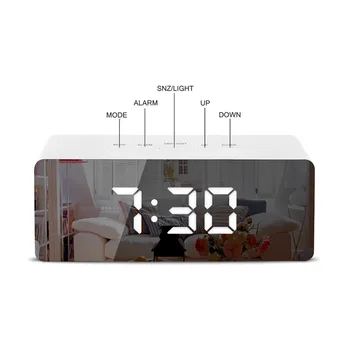 LED Skaitmeninis Laikrodis, USB Mokestis AAA Baterijos Žadintuvas Naktį Šviesos Veidrodis Atidėjimo Funkcija Kalendorius Termometras Elektroninis Laikrodis