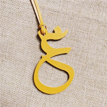 Custom Made Prabangos Originali Natūralios Odos Simbolių Abėcėlė Arabų Raštą Keychain Kuprinės Pakabuką Ponios Moterys Maišelį, Žavesio