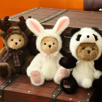 Mielas retro Panda meškiuką kimštiniai žaislai, pliušas, pliušas bendras Triušis tampa meškiukas lėlė, vaikams, žaislai, gimtadienio, Kalėdų dovana