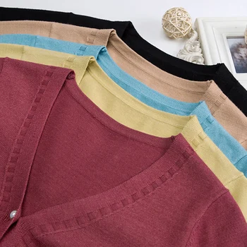 Plius Dydžio Megztinis Moterims Naujos Rudens Siuvinėjimo Džemperis Cardigan korėjos Stiliaus Viršutiniai drabužiai V Kaklo Trikotažas Single-breasted susagstomi megztiniai