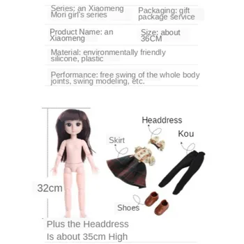 Naujas ne didesnis kaip 36 cm BJD Doll 18 Kilnojamojo Bendras Atsitiktinis Mados Kostiumą Drabužių Apsirengti Priedai 4D Akis Mergina Dovana Vaikų Švietimo Žaislai