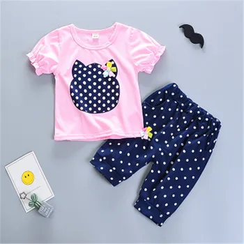 Kūdikių mergaičių drabužių rinkiniai vasaros bamblys mados vatos pagaliukai+šortai tinka kūdikių, mergaičių sportiniai kostiumai vaikams rinkiniai kūdikiams komplektai