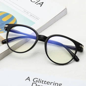 Moterų Mados akiniai kompiuterio akinių, vyriški akiniai retro apskritas skaidrus optiniai akinių rėmeliai mėlyna šviesa akiniai