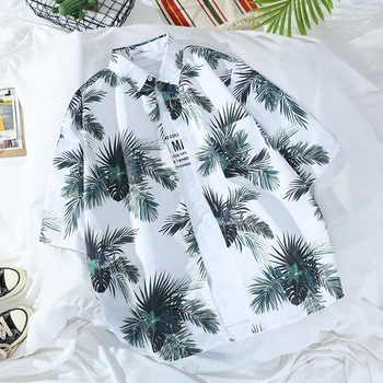 2020 Naujas Vyrų Augalų Havajų Marškinėliai Atvartas trumpomis Rankovėmis Mygtuką marškinėliai Mados Jaunimo Atspausdinta Marškinėliai Laisvi, Atsitiktinis, S-3XL