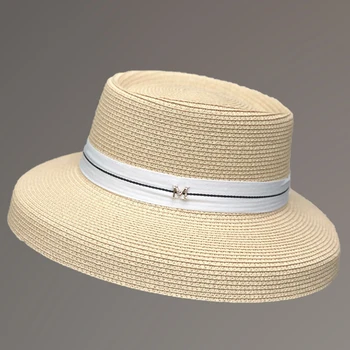 Nauja Vasaros Saulės Skrybėlės Ponios Kietas Paprastas Elegantiškas Platus Kraštų Skrybėlę Moterų Round Top Panama Floppy Šiaudų Paplūdimio Skrybėlę, Moteris