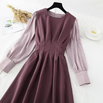 Elegantiškas Moteris Suknelę 2 dalių Komplektas 2020 Naujų Rudens vientisos spalvos ilgomis rankovėmis Viršūnes + O-neck Slim Vest suknelė mados Kostiumai