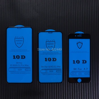 50pcs 10D Grūdintas Stiklas iPhone 12 Mini Pro 11 Max XS XR X 8 7 6 6S Plus SE Visišką Guard Lenktas Screen Protector Filmas