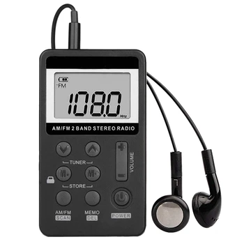 AABB-AM FM Nešiojamas Kišenėje, Radijas, Mini Digital Tuning Stereo su Įkraunama Baterija ir Ausinių Ėjimo/Bėgimo/Sale/Kempingas