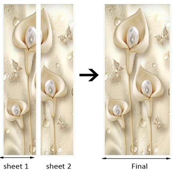 Europos Stiliaus 3D Stereo Gėlės Calla Pearl Durų Lipdukas Gyvenimo Kambario, Miegamasis Prabangių Namų Dekoro, Sienų Lipdukai PVC Tapetai 3 D