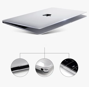 Crystal Case For Macbook Air 13 A1466 A1369 Touch ID A1932 Jutiklinis Baras Pro Retina 11 12 13 15 16 colių A2141 A2159 A1706 A1708
