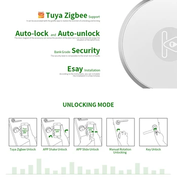 TUYA Išmaniųjų Užrakto Cilindras Zigbee Bevielio ryšio Smart pirštų Atspaudų Užrakinti Telefoną Kontrolės Nerūdijančio Plieno Durų Užraktas, Auto Užraktas