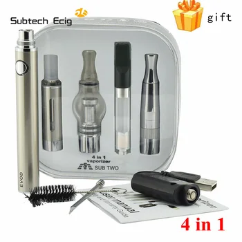 Subtech 4 1 vape rinkinys evod baterija Elektroninių cigarečių sausa žolė skystas vaškas cbd Garintuvas Starter Kit Vape Pen