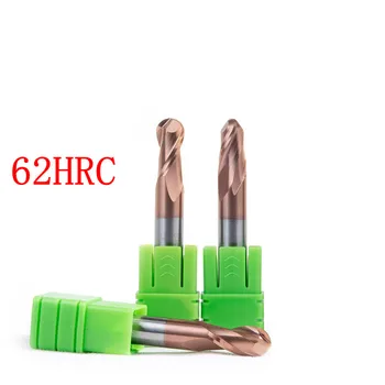 5vnt/set 6MM HRC45 HRC55 HRC60 HRC65 CNC 2 fleitos Volframo Karbido kamuolys nosies Galo Mills Spiraliniai Grąžtai CNC Endmill Kelvedžio Bitai